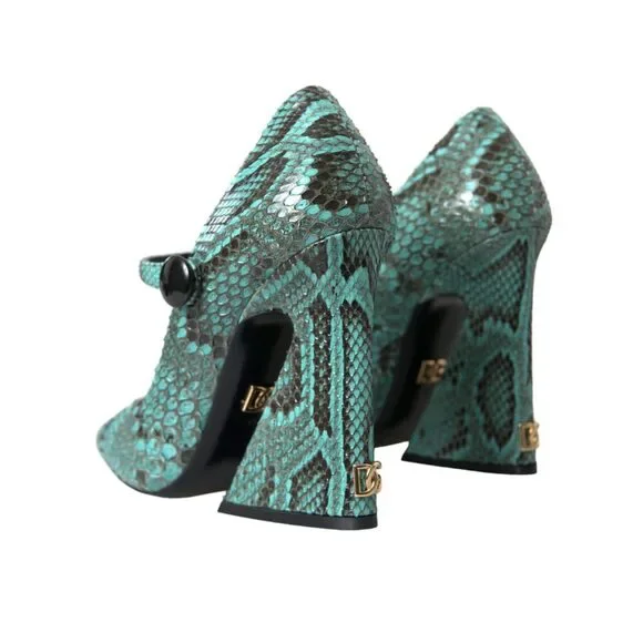 Dolce & Gabbana Aqua Python Leather Mary Jane Pumps Shoes - Picture 4 of 9